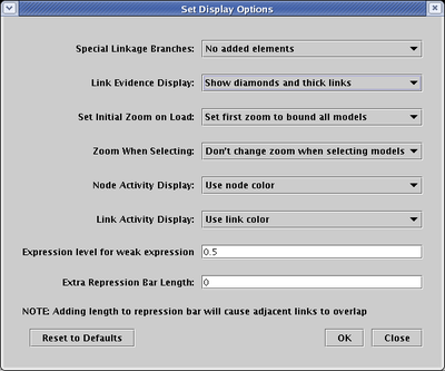 Evidence Display Options