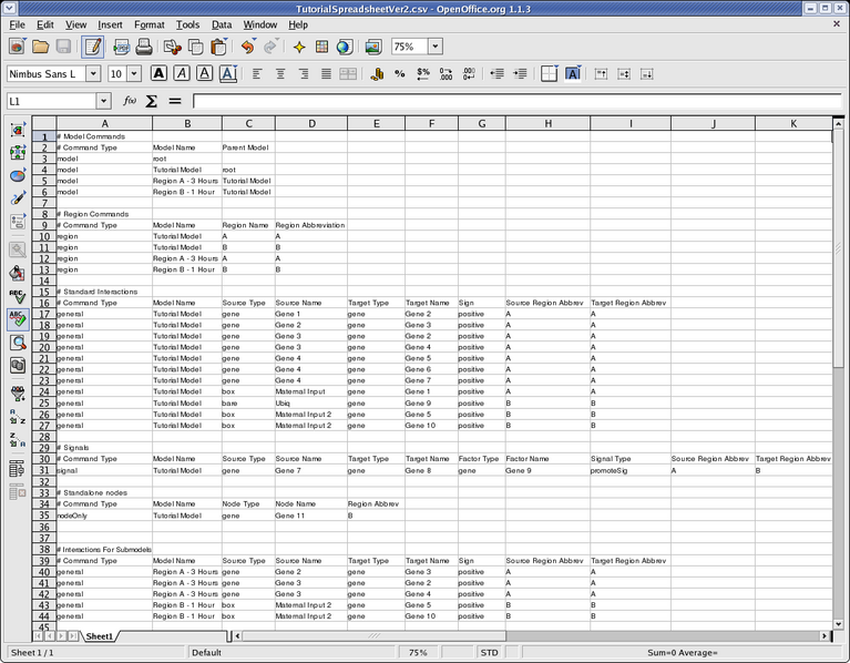 Spreadsheet for CSV Model