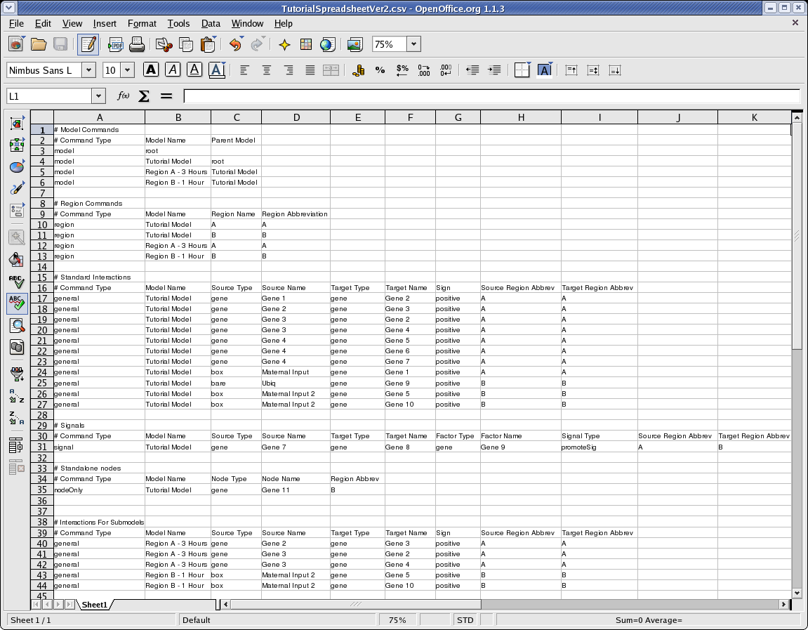 Spreadsheet for CSV Model