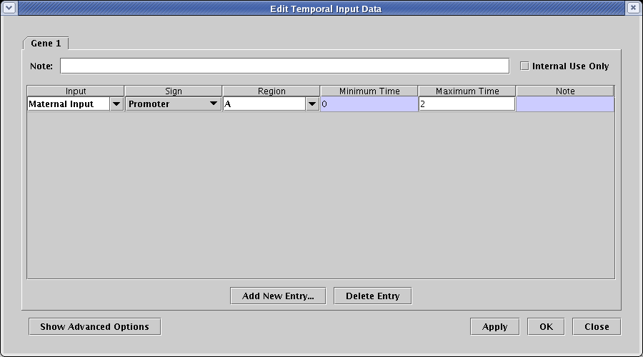 Edit Temporal Input Dialog